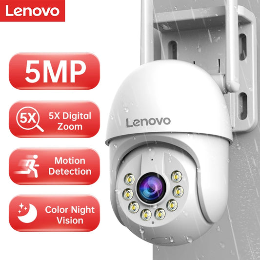 Lenovo 5MP Smart Wi-Fi PTZ-Kamera für den Außenbereich, 5-facher Digitalzoom, automatische Verfolgung