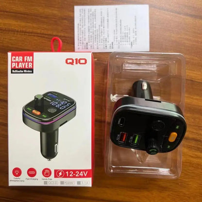 Bluetooth 5.0 FM-Transmitter fürs Auto, kabelloser Freisprech-Audioempfänger, MP3-Player, 2 USB-Schnellladegeräte, Kfz-Elektronikzubehör